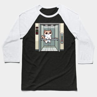 Cat Using Elevator Baseball T-Shirt